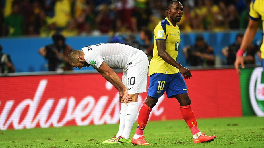 Benzema, da França, durante o jogo contra o Equador no Maracanã, no Rio