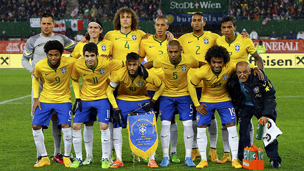 Seleção brasileira antes da partida contra a Austria