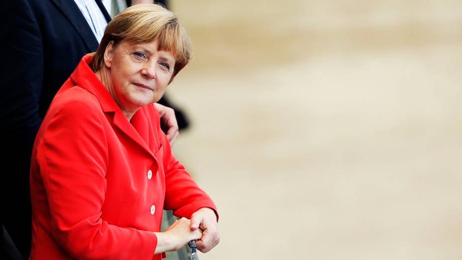 A chanceler da Alemanha, Angela Merkel, comparece ao jogo contra Portugal na Arena Fonte Nova, em Salvador