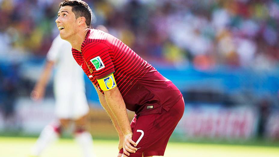 Cristiano Ronaldo reage ao gol da Alemanha na Arena Fonte Nova, em Salvador