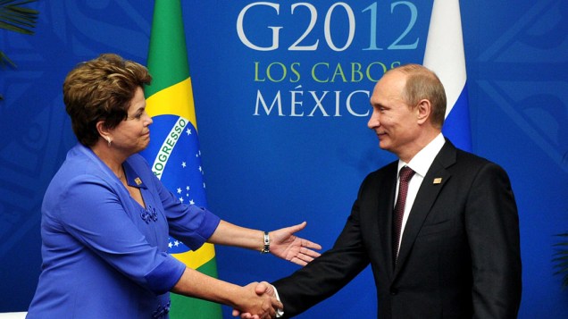 Dilma Rousseff e Vladimir Putin durante a reunião de cúpula do G20 em Los Cabos, México
