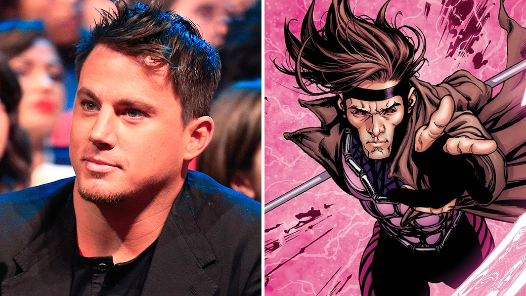 O ator Channing Tatum e o personagem Gambit dos quadrinhos X-Men