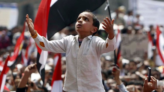 Manifestação na praça Tahrir, no centro do Cairo, Egito
