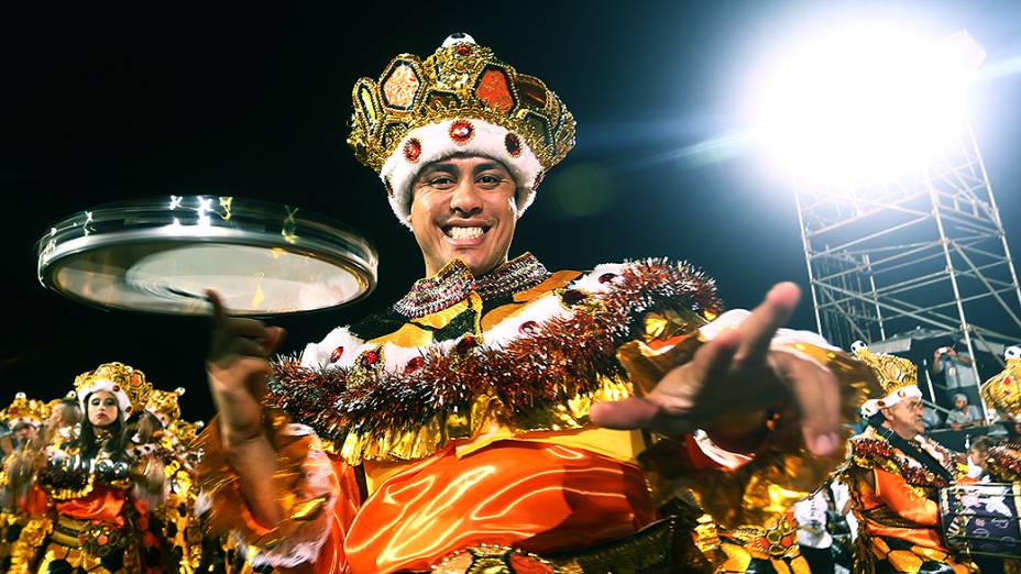 Desfile da Gaviões da Fiel no Sambódromo do Anhembi, em São Paulo