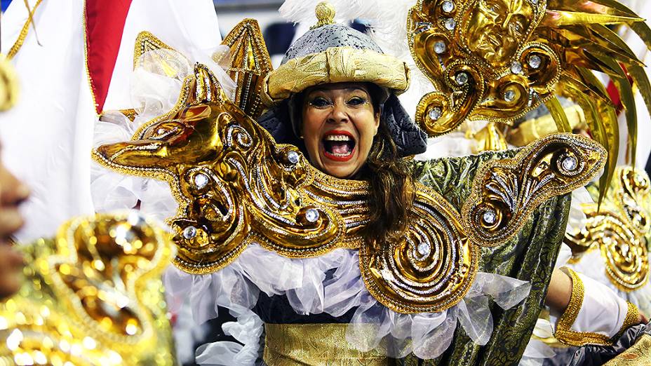 Desfile da Gaviões da Fiel no Sambódromo do Anhembi, em São Paulo