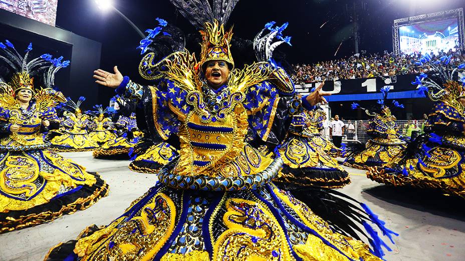 Desfile da Gaviões da Fiel no Sambódromo do Anhembi, em São Paulo