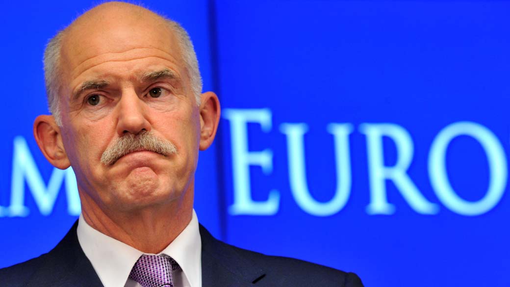 O primeiro-ministro grego George Papandreou na sede do Conselho Europeu em Bruxelas