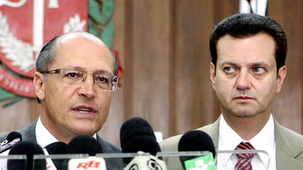 O governador Geraldo Alckmin e o prefeito Gilberto Kassab, após encontro no Palácio dos Bandeirantes: relação institucional preservada