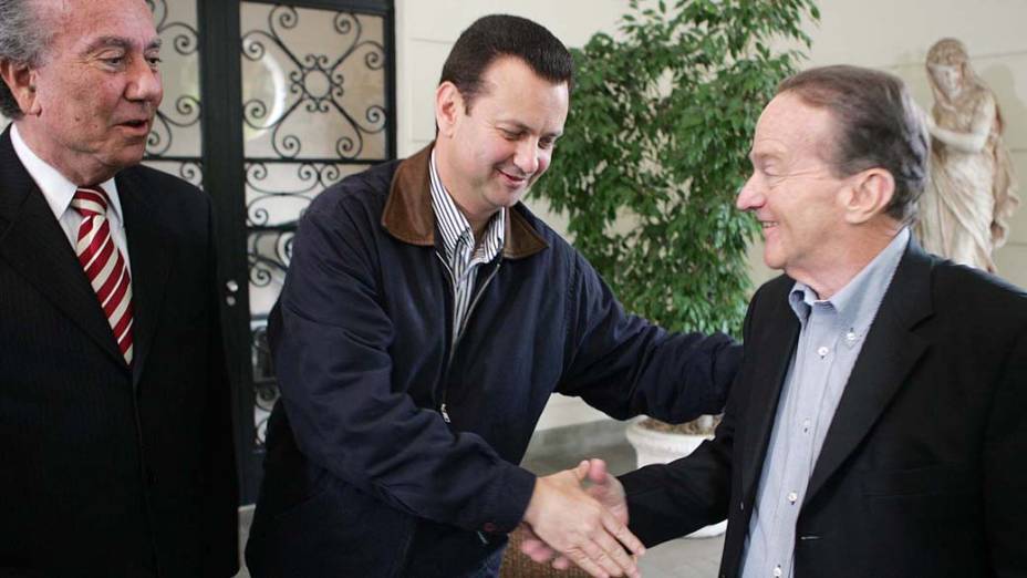 José Henrique Lobo, Gilberto Kassab e Jorge Borhaussen durante encontro em São Paulo