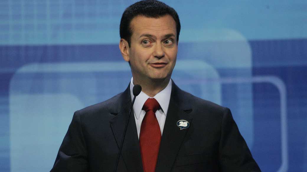 Gilberto Kassab participa de debate eleitoral na TV Bandeirantes em 2008