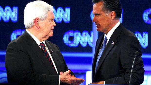 Gingrich e Romney em debate na Flórida
