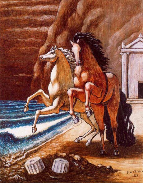 Pintura "Os Cavalos de Apolo" de Giorgio de Chirico, 1974