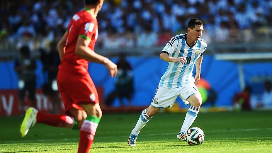 O argentino Lionel Messi durante o jogo contra o Irã no Mineirão, em Belo Horizonte