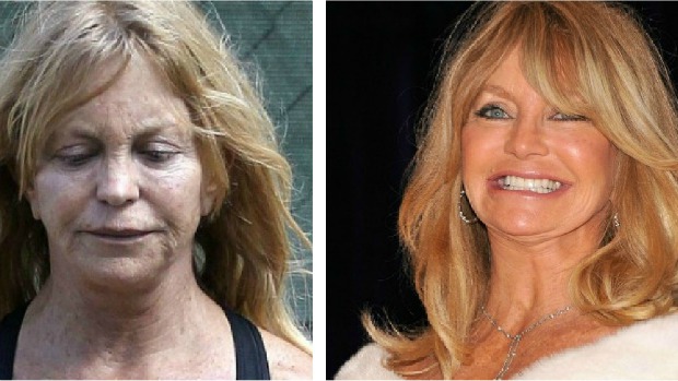 Goldie Hawn ao natural e produzida