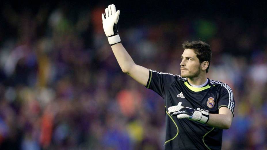 Goleiro do Real Madrid Iker Casillas momentos antes da final da Copa do Rei entre Barcelona e Real Madrid, no Estádio Mestalla em Valência