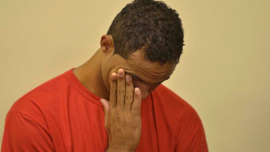 O ex-goleiro Bruno durante o julgamento no Fórum de Contagem, em 05/03/2013