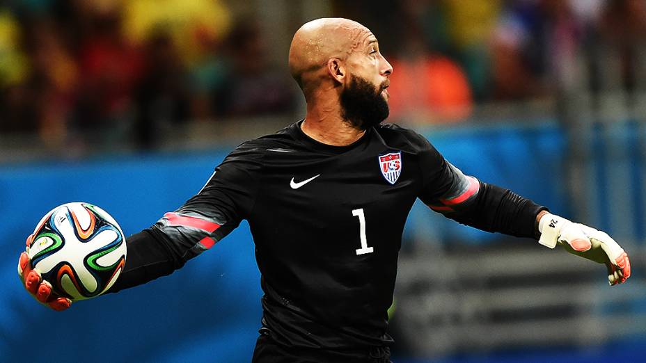 O goleiro americano Tim Howard, destaque do jogo entre Bélgica e EUA na Fonte Nova, em Salvador, pelas oitavas de final da Copa do Mundo