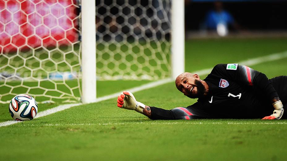 O goleiro americano Tim Howard, destaque do jogo entre Bélgica e EUA na Fonte Nova, em Salvador, pelas oitavas de final da Copa do Mundo