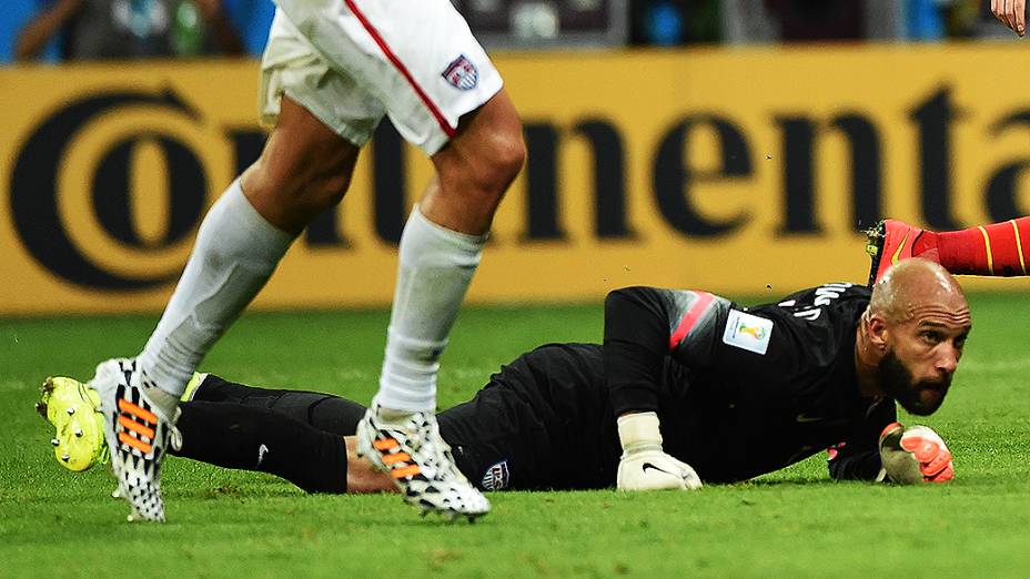 O goleiro americano Tim Howard, destaque do jogo entre Bélgica e EUA na Fonte Nova, em Salvador, pelas oitavas de final da Copa do Mundo