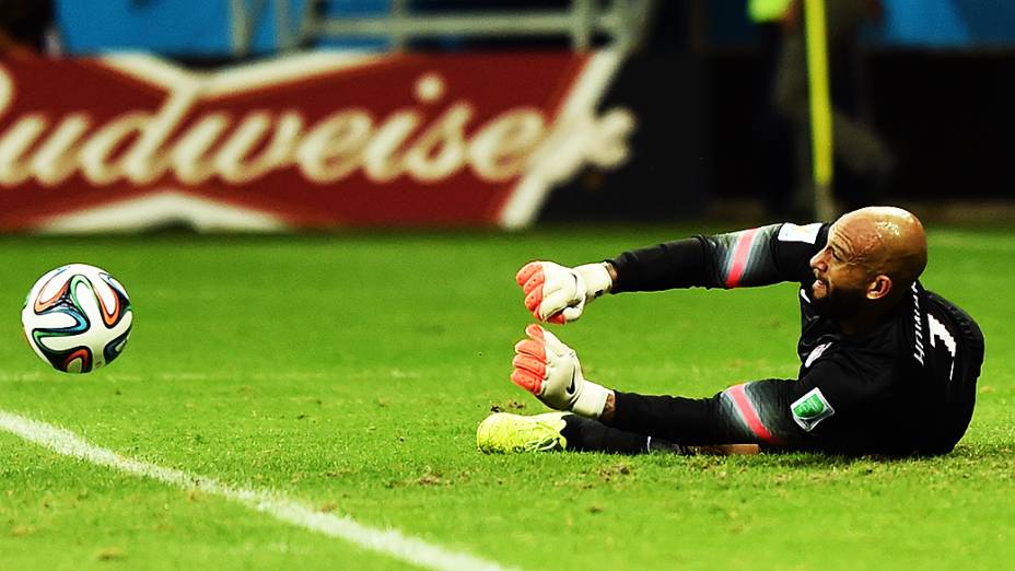 O goleiro americano Tim Howard, destaque do jogo entre Bélgica e EUA na Fonte Nova, em Salvador, pelas oitavas de final da Copa do Mundo