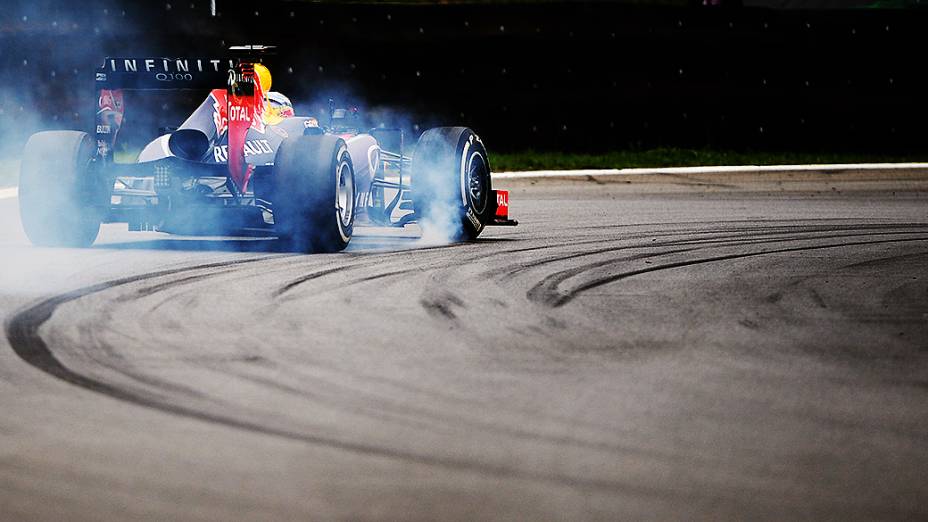 Sebastian Vettel durante a corrida do Grande Prêmio do Brasil