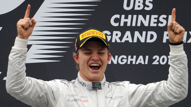 Nico Rosberg, da Mercedes, comemora sua vitória no GP da China de Fórmula 1