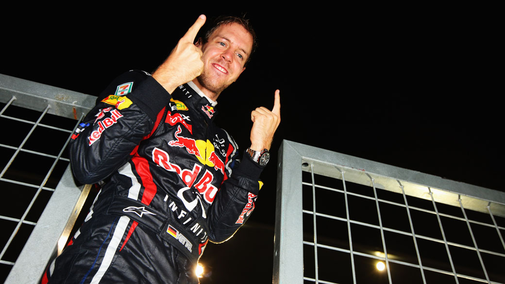 Sebastian Vettel comemora o bicampeonato após o GP do Japão