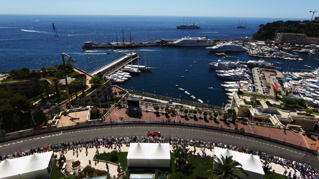 Vista aérea do circuito de Monte Carlo durante a etapa de classificação do GP de Mônaco