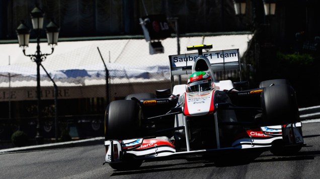 O piloto Sergio Pérez, da Sauber, antes do acidente na etapa de classificação do GP de Mônaco