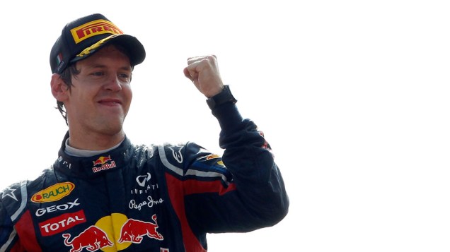 Sebastian Vettel, da Red Bull Racing, comemora sua vitória no GP da Itália