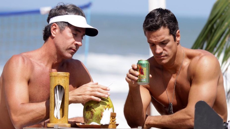 Elenco durante gravação na Barra da Tijuca, Rio de Janeiro