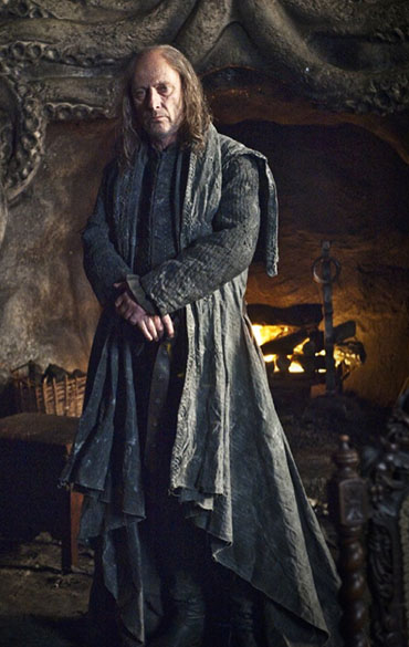 O personagem Lord Balon Greyjoy (Patrick Malahide), da segunda temporada da série <em>"Guerra dos Tronos"</em>