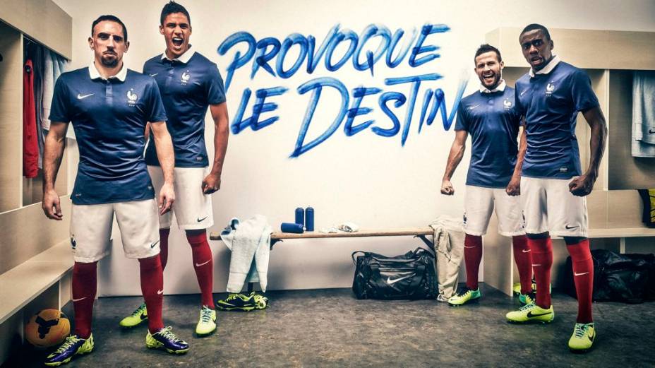 A peça promocional que lançou o uniforme da França para a Copa, criado pela Nike