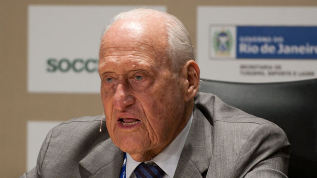 O ex-presidente da Fifa, João Havelange, na Soccerex, feira realizada no Rio