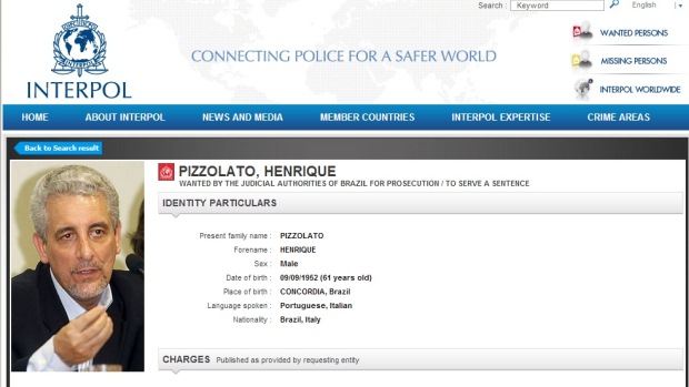 O ex-diretor do Banco do Brasil Henrique Pizzolato constava como foragido na lista de procurados da Interpol