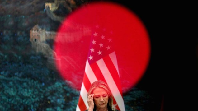 A secretária de Estado americana, Hillary Clinton durante visita à Pequim, na China
