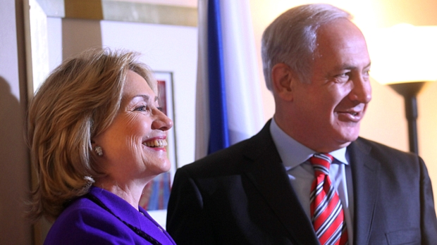 A secretária de Estado norte-americana, Hillary Clinton, e o primeiro-ministro de Israel, Benjamin Netanyahu