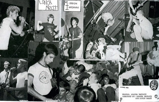 Grohl (com a camiseta do Necros) no Lake Braddock Community Center, foto do show do EP Thanks, do Mission Impossible/Lünchmeat