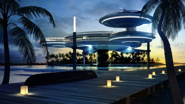 Protótipo do "Water Discus Hotel", hotel sem previsão para o início da construção pela "Deep Ocean Technology", em Dubai