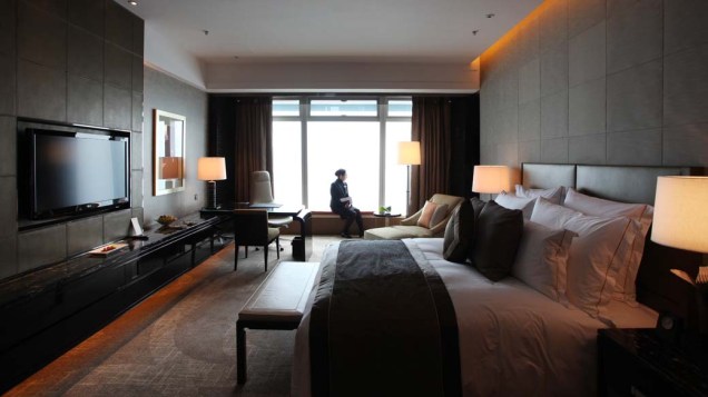 Quarto do hotel Ritz Carlton em Hong Kong