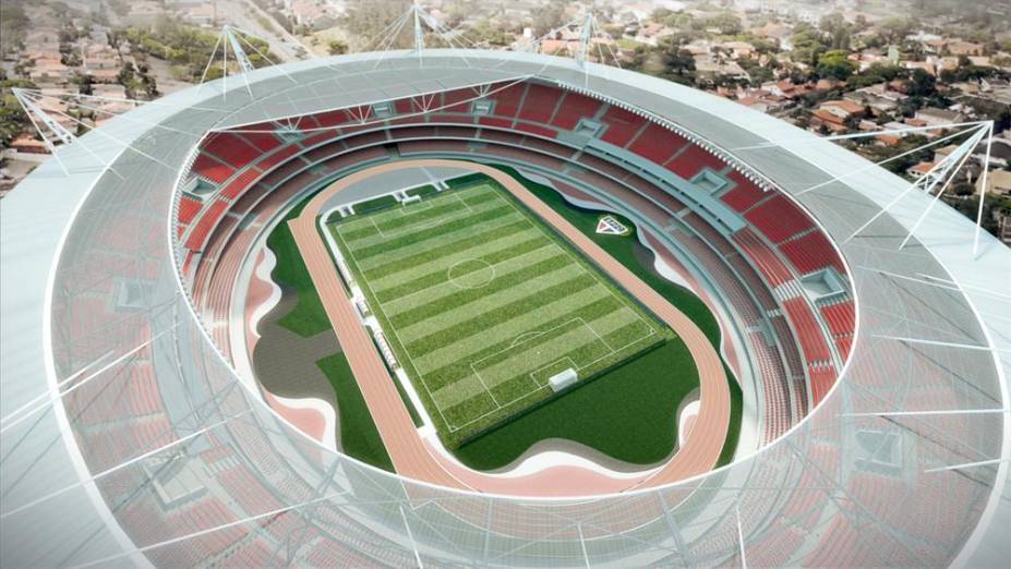 Ilustração de visão geral do projeto de cobertura do estádio do Morumbi