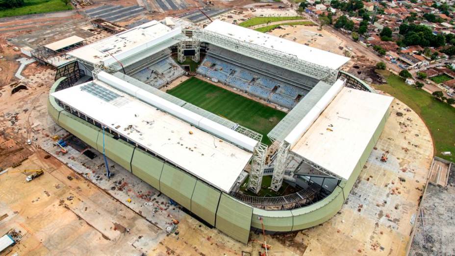 Imagem aérea da Arena Pantanal, em Cuiabá, em fevereiro de 2014