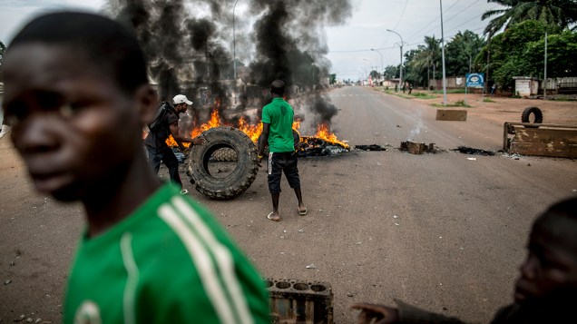 Manifestação após um ataque a uma igreja no centro de Bangui, capital da República Centro Africana. 15 pessoas morreram e outras ficaram feridas