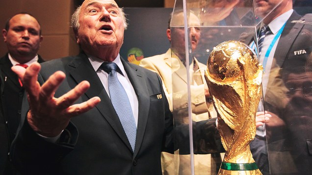 O presidente da Fifa Joseph Blatter durante reunião do Comitê Organizador da Copa do Mundo, em São Paulo