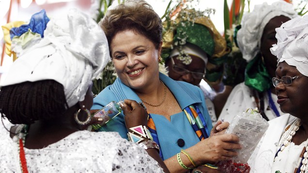 A presidente Dilma Rousseff durante a inauguração do metrô na cidade de Salvador, Bahia