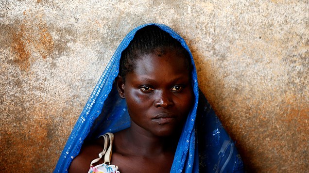 Mulher deslocada dos conflitos na cidade de Bangui na República Centro Africana fotografada em uma comunidade em Bambari