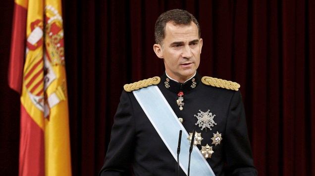 Novo rei da Espanha, Felipe VI durante cerimônia de posse no Congresso dos Deputados, em Madri