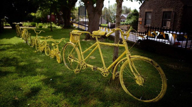 Bicicletas amarelas são fotografadas no norte da Inglaterra  