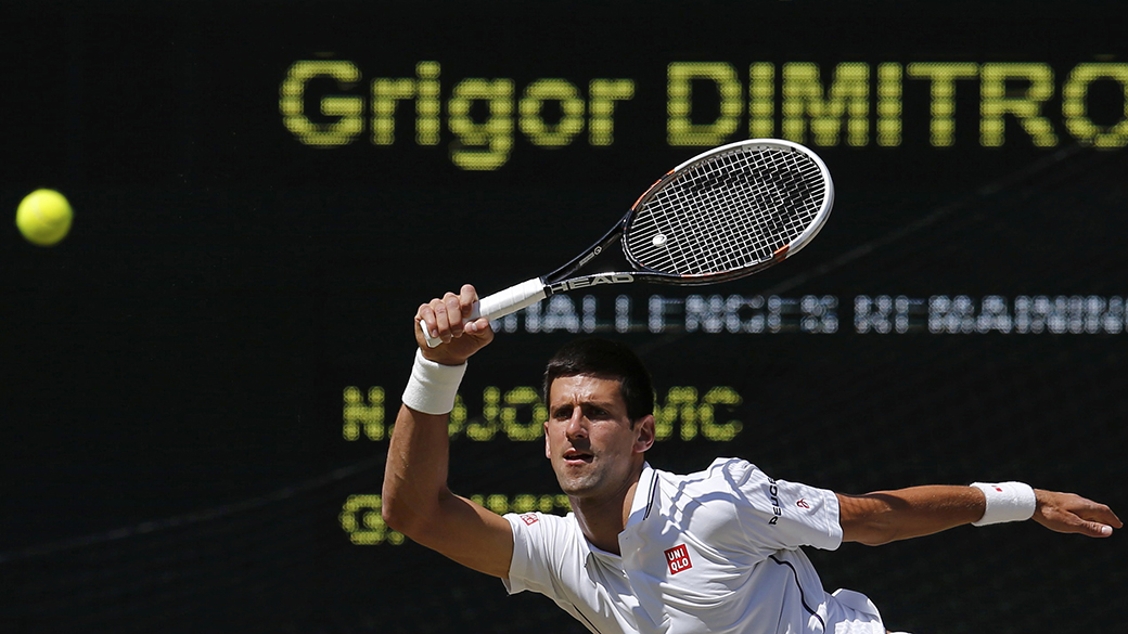 Novak Djokovic, da Sérvia, durante a semifinal contra o búlgaro Grigor Dimitrov