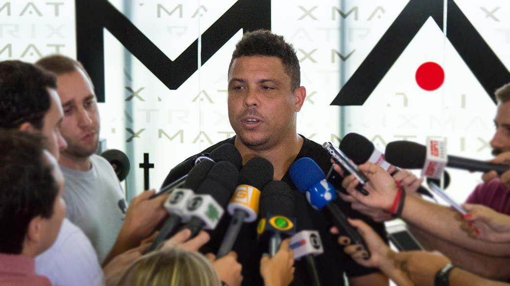 Ronaldo Fenômeno durante inauguração da nova academia Matrix Fitness, no CT Joaquim Grava do Corinthians, em São Paulo (SP)